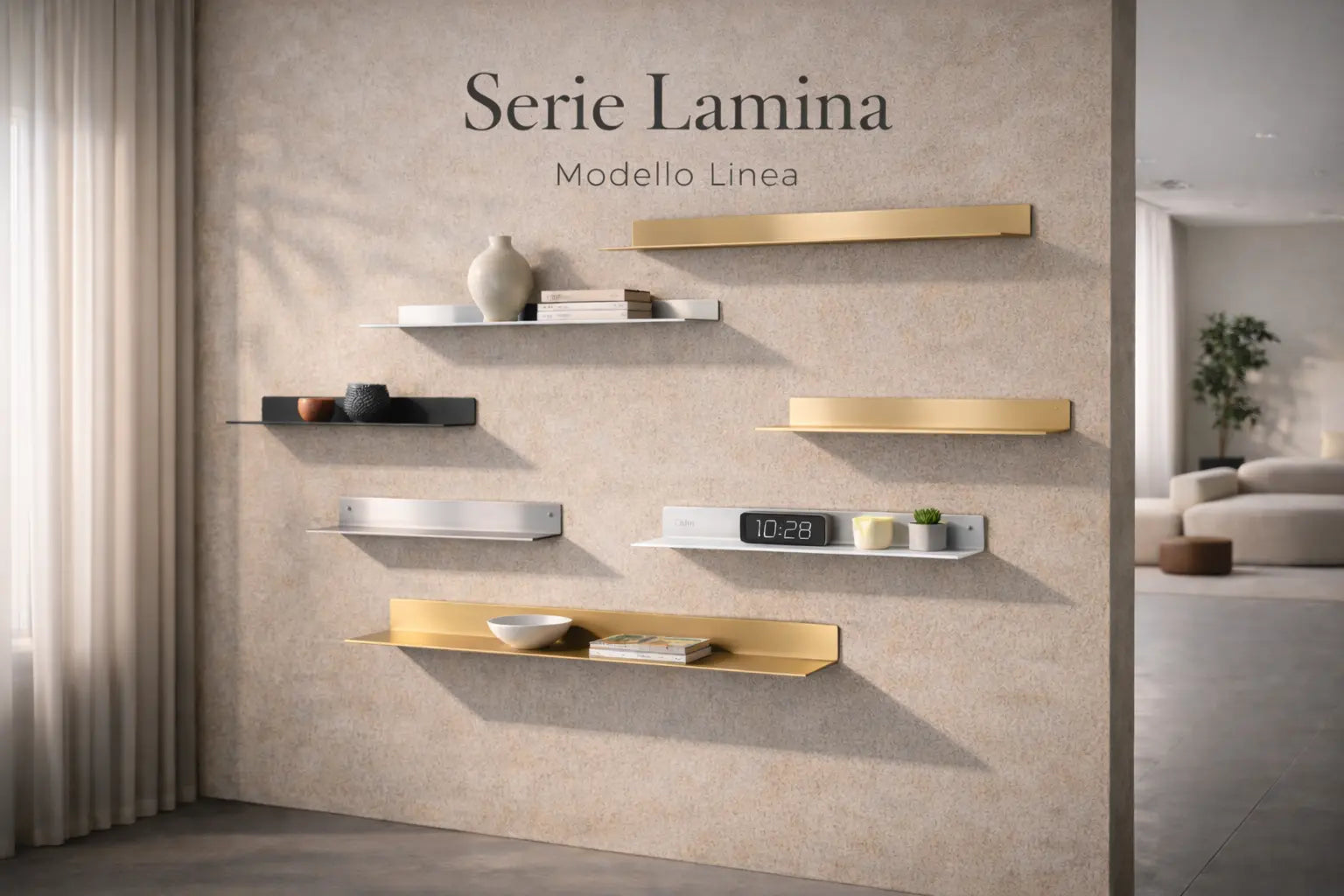 Mensola LAMINA LINEA in metallo – vista generale collezione