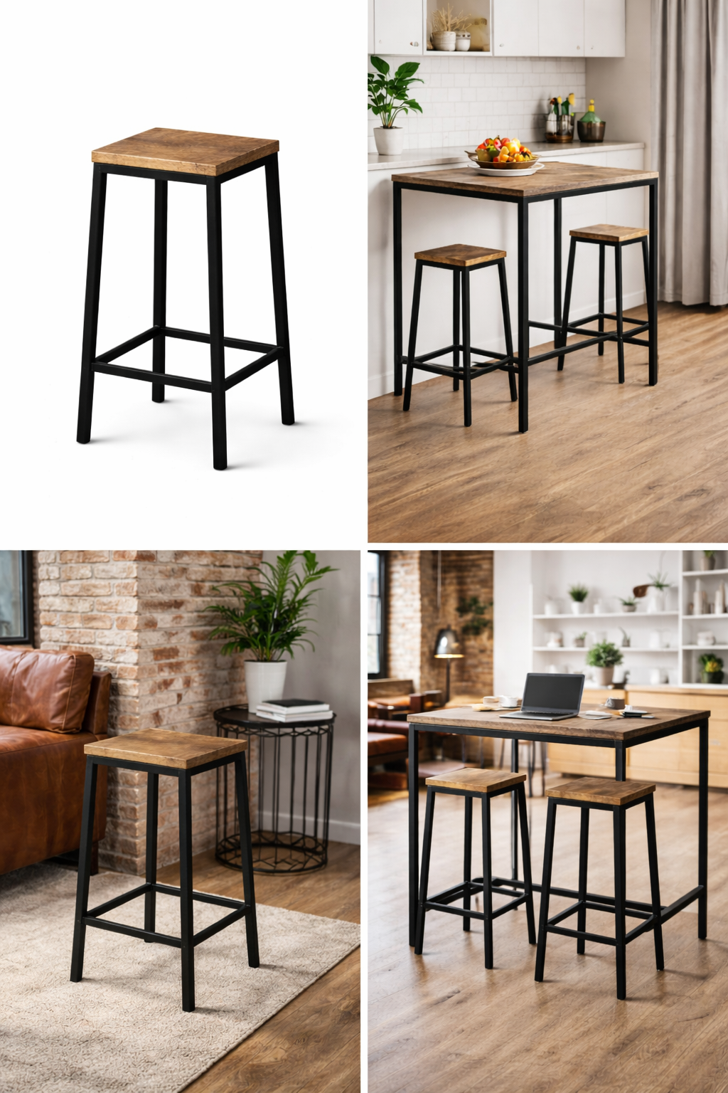 Sgabello Frame in Metallo e Legno